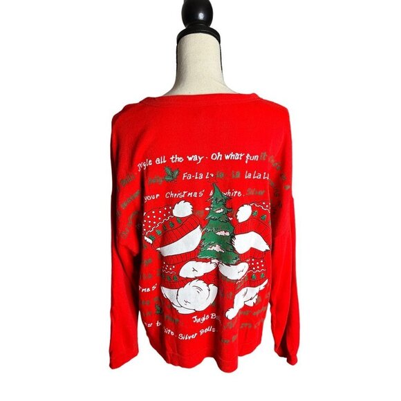 Christmas Bear Sweatshirt VINTAGE Nutcracker 1991 Bears Trees Red Green Medium - Picture 4 of 8